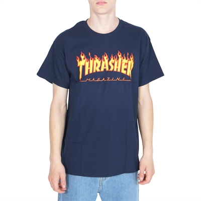 Thrasher T-shirt s/s Flame Logo navy