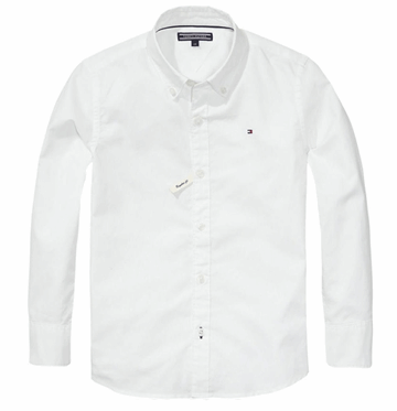 Den klassiske hvide Tommy Hilfiger Oxford skjorte til drenge 8-16 år - Bestil idag - Leveret imorgen !!!