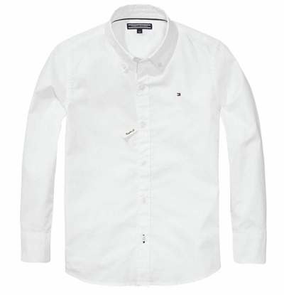 Den klassiske hvide Tommy Hilfiger Oxford skjorte til drenge 8-16 år - Bestil idag - Leveret imorgen !!!