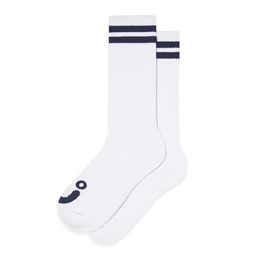 Polar Skate Co Rib Socks Long Happy Sad White / Navy