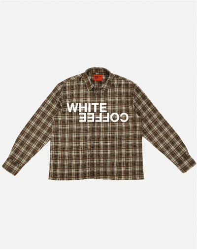 White Coffee logo flannel shirt brown  -  Kan prøves og købes i butikken!