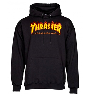 Thrasher hoodie voksen Flame logo sort 700,-