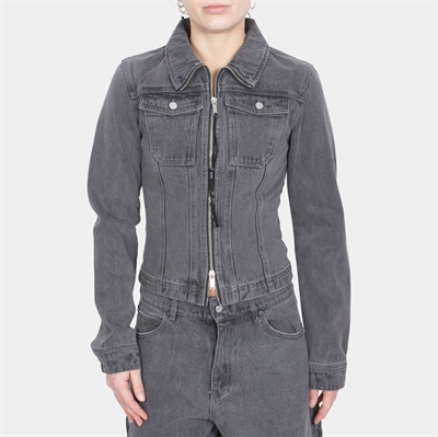Alis Jenn Short Fitted Denim Jacket Washed Grey