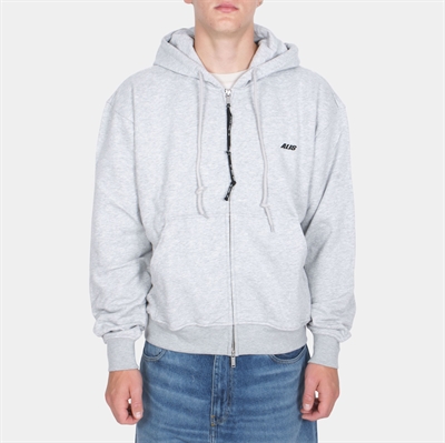 Alis Aaron Hoodie W/Zipper & Logo Grey Melange