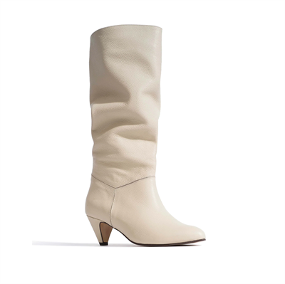 Anonymous Jasmina 50 Stiletto Pebbled Soft Calf & Suede Leather White Sand