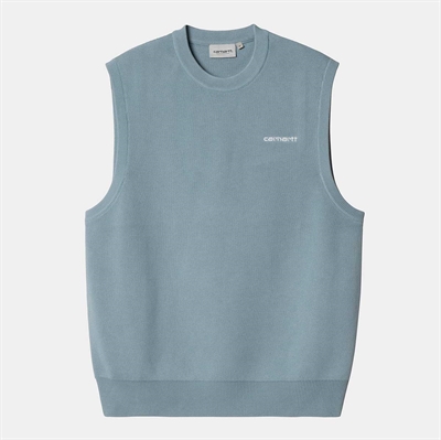 Carhartt WIP Vest Sweater Script Misty Sky / White