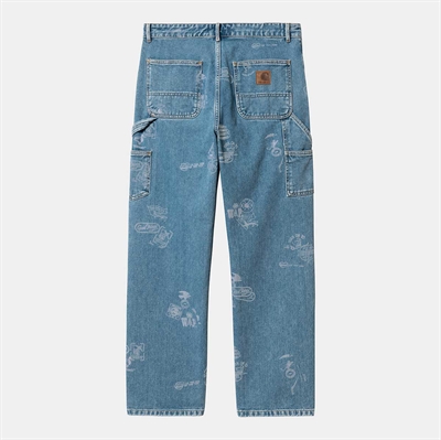 Carhartt WIP Pants Stamp W Stamp Print Blue Bleached