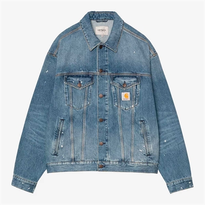 Carhartt WIP Helston Jacket Blue Destroy Wash / Splatter