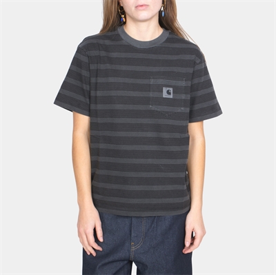 Carhartt WIP T-shirt Hanson Pocket W Stripe Black Garment Dyed