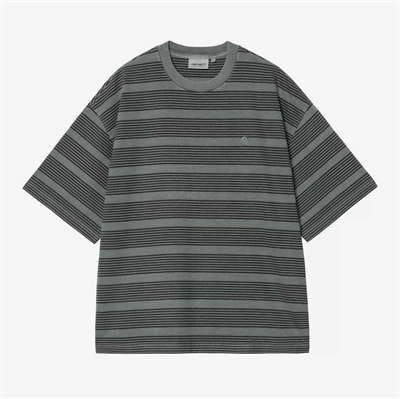 Carhartt WIP T-shirt s/s Hanson Stripe Kale Green Garment Dyed