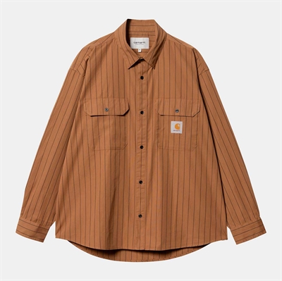 Carhartt WIP Shirt Orlean Poplin Orlean Stripe Hamilton Brown / Black