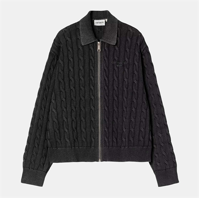 Carhartt WIP W Carter Sweater Jacket Black Garment Dyed