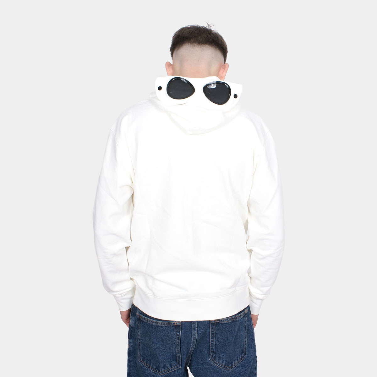 Hoodie White Cp Company Diagonal Fleece Goggle Zip Hoodie Company