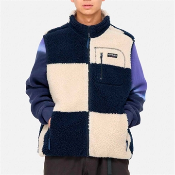 Gramicci Fleece Vest Sherpa Checkered Natural / Navy