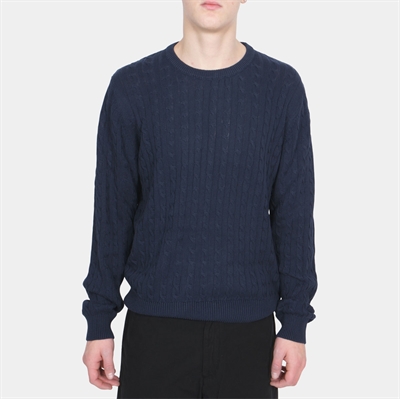 Grunt Kabelstrik Sweater Tue Navy