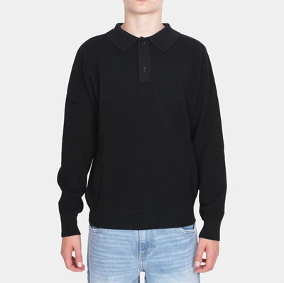 Grunt Ham LS Polo Knit Black Melange