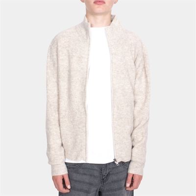 Grunt Gotfred LS Zip Brush Knit Sand