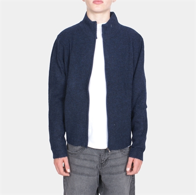 Grunt Gotfred LS Zip Brush Knit Navy