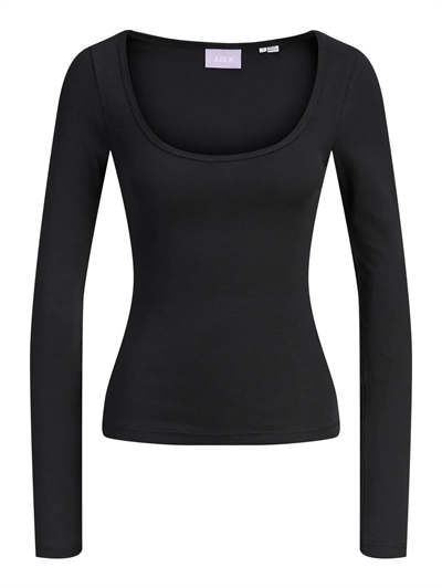 JJXX Star LS U-Neck Top Black
