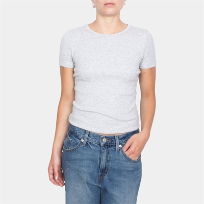 JJXX Girl Frankie Rib Tee Light Grey Melange