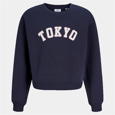 JJXX Girl Sweatshirt Tatum Terry Patch Crew Night Sky