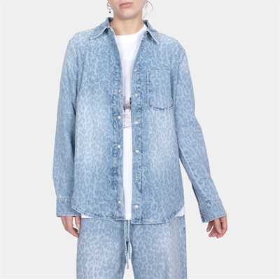 Lala Berlin Blouse Bekki Printed Denim Washed Blue Leo
