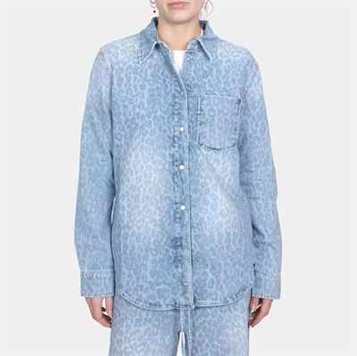 Lala Berlin Blouse Bekki Printed Denim Washed Blue Leo