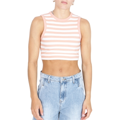 NA-KD Crop Top Striped Coral Pink / White