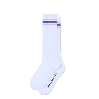 Polar Skate Co Long Rib Socks Stripes White / Blue / Purple