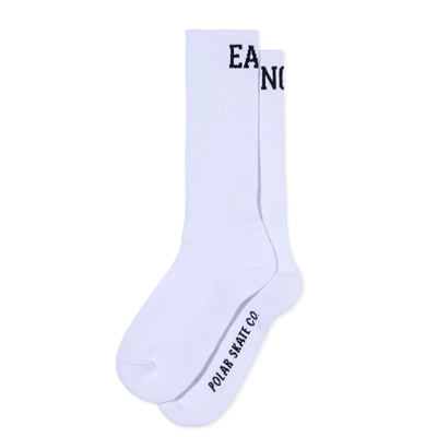 Polar Skate Co Rib Socks Long Easy Now White