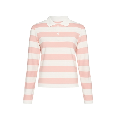 Grunt Ante Stripe LS Polo Tee Dusty Rose