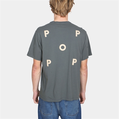 Pop Trading Company Logo T-shirt Washed Charcoal / White Pepper