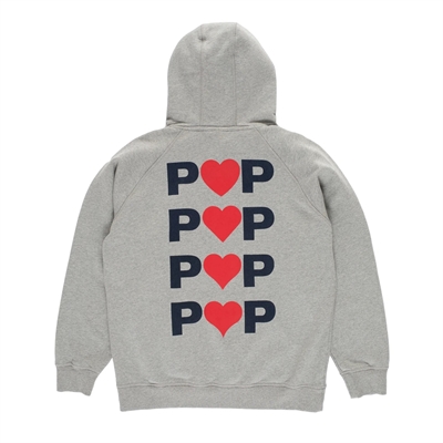 Pop Trading Company Hearts Hooded Sweat Heather Grey
