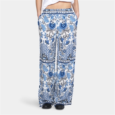 Rosemunde Elif MW Wide Trousers Blue Boho Print
