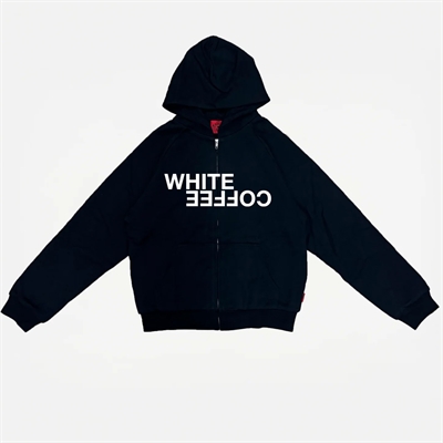 White Coffee Double Layer Zip Hoodie Black NB kun i butikken