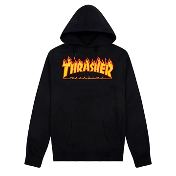 Thrasher Junior Hoodie Flame logo Black