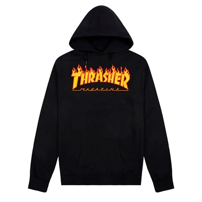 Thrasher Junior Hoodie Flame logo Black