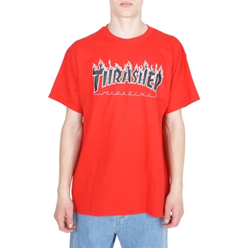 Thrasher T-shirt s/s Black Flame Logo Red
