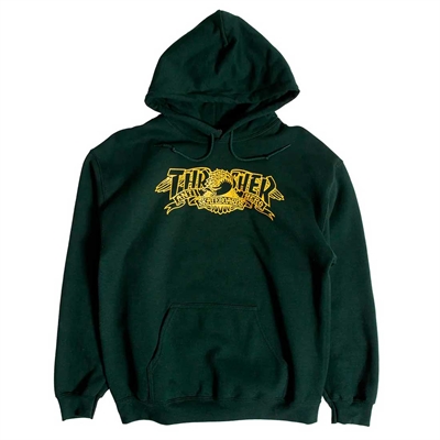 Thrasher x Antihero Hoodie Mag Banner Forest Green