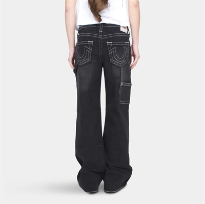 True Religion BOBBI Baggy Jeans Studded Carpenter Black Rinsed