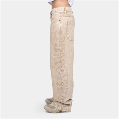 Alis Bam Wide Fit Jeans w/Embroidery Faded Sand