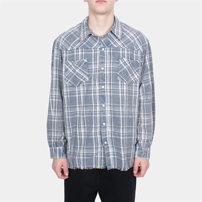 True Religion Bleached Flannel Shirt Blue / Green Plaid
