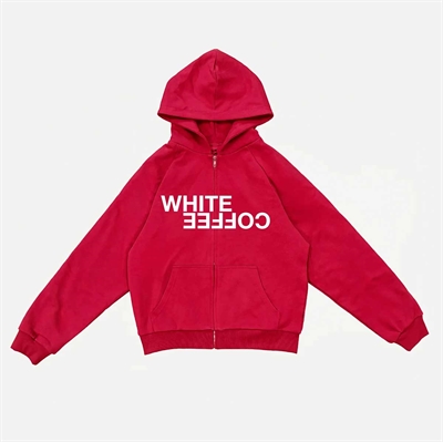 White Coffee Double Layer Zip Hoodie Red - sælges Kun i butikken i Holstebro