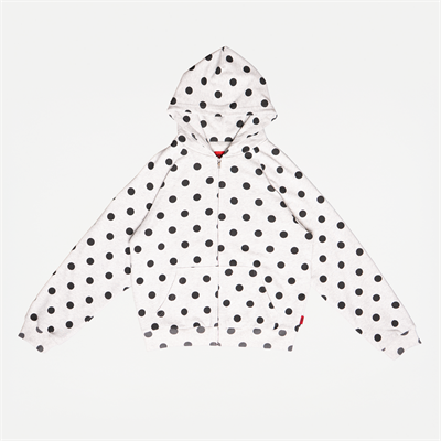 White Coffee Double Layer Zip Hoodie Grey Melange / Polka - Sælges kun i butikken i Holstebro