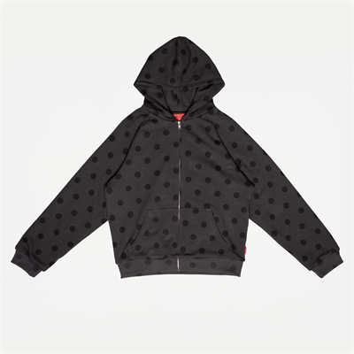 White Coffee Double Layer Zip Hoodie Slate Grey / Polka - Sælges kun i butikken i Holstebro