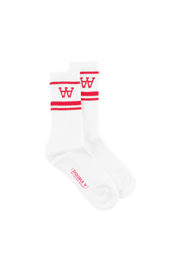 Wood Wood Double A Con 2-pack socks White/red